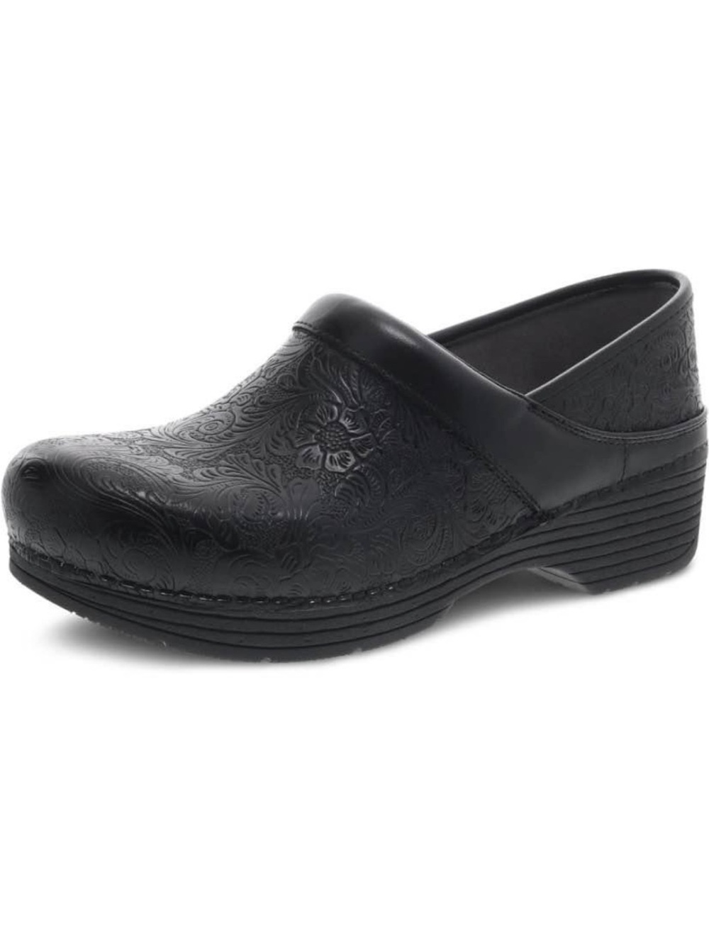Dansko Black Embossed Leather Clog